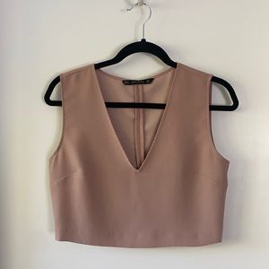 BEIGE ZARA CROP BLOUSE